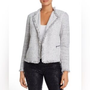 NIC+ZOE Light Gray Fringed Open-Front Blazer